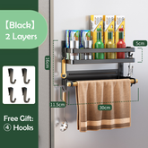 Magnetic Fridge Organizer, Magnetic Spice Rack for Refrigerator Magnetic Paper Towel Holder Magnetic Shelf Fridge Magnet Organizer Spice Rack Organizer Kitchen Organization Kitchen Storage Black