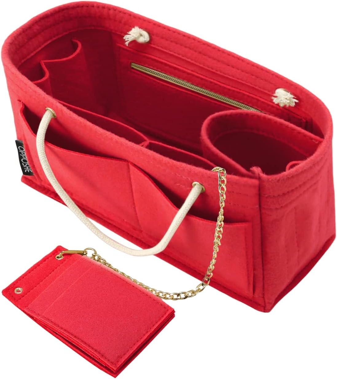 Purse Organizer Insert for Handbags, Softened Felt Bag Insert Organizer for Tote, Handbag Organizer Compatible with LV, Coach, MK, Kate Spade, Goyard, Longchamp, Felt Bag organizer with zipper, Handbag & Tote Shaper, For Speedy Neverfull Tote