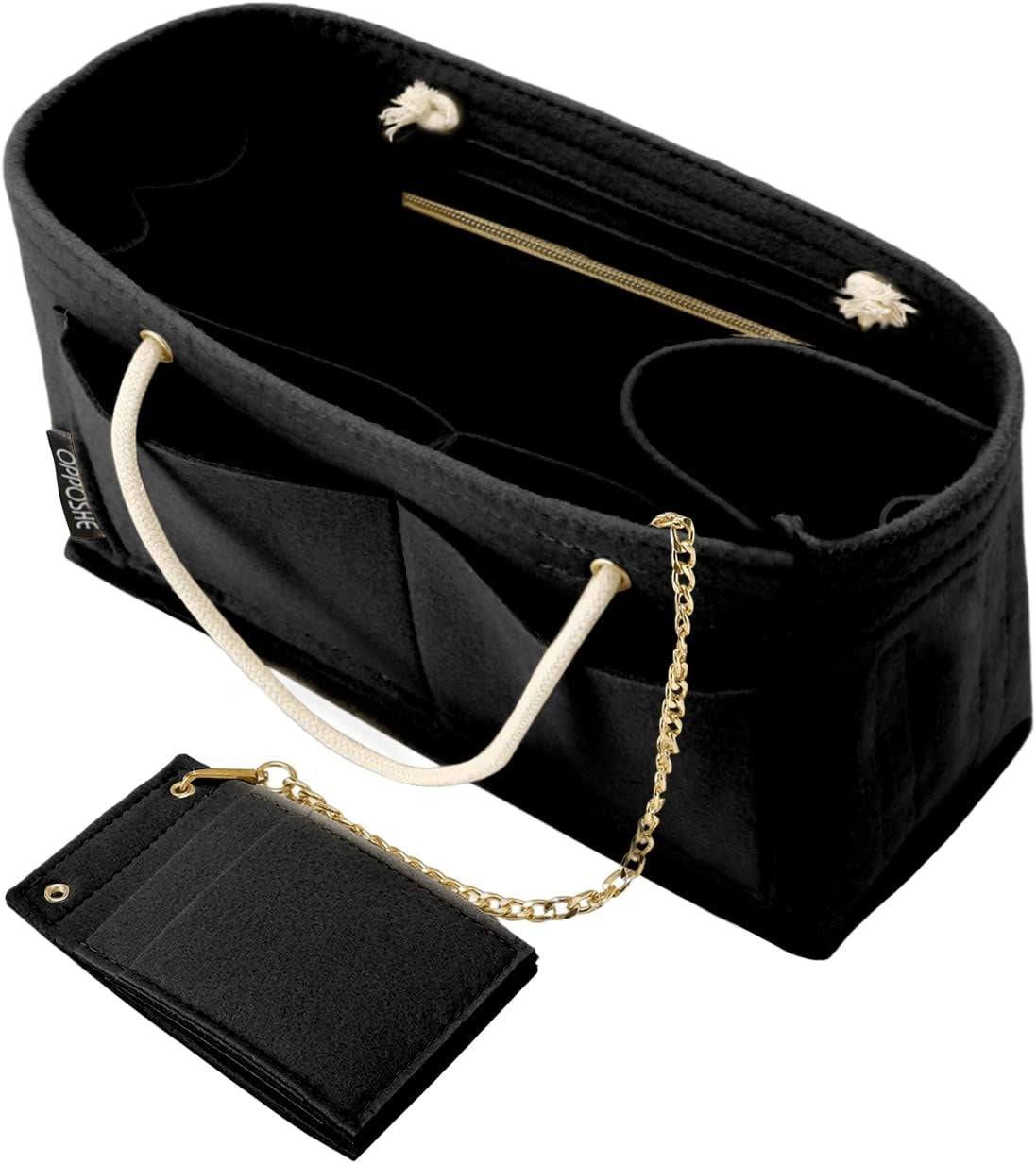 Purse Organizer Insert for Handbags, Softened Felt Bag Insert Organizer for Tote, Handbag Organizer Compatible with LV, Coach, MK, Kate Spade, Goyard, Longchamp, Felt Bag organizer with zipper, Handbag & Tote Shaper, For Speedy Neverfull Tote