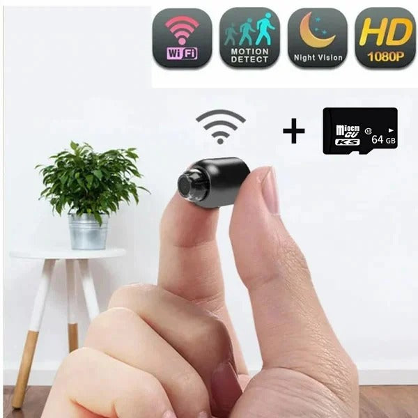 Wireless Surveillance IP Camera Mini WiFi Spy Camera 1080P HD Home Night Vision Motion Detection Remote Monitoring 160° Wide Angle Micro Baby Monitor Safety Camera for Home Office Store Warehouse
