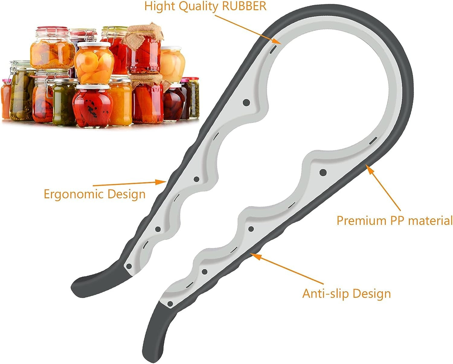 ar Opener Bottle Opener for Weak Hands, 5 in 1 Multi Function Can Opener Bottle Opener Kit with Silicone Handle Easy to Use for Children, Elderly and Arthritis Sufferers, Mutil Jar Opener Get Lids Off Easily