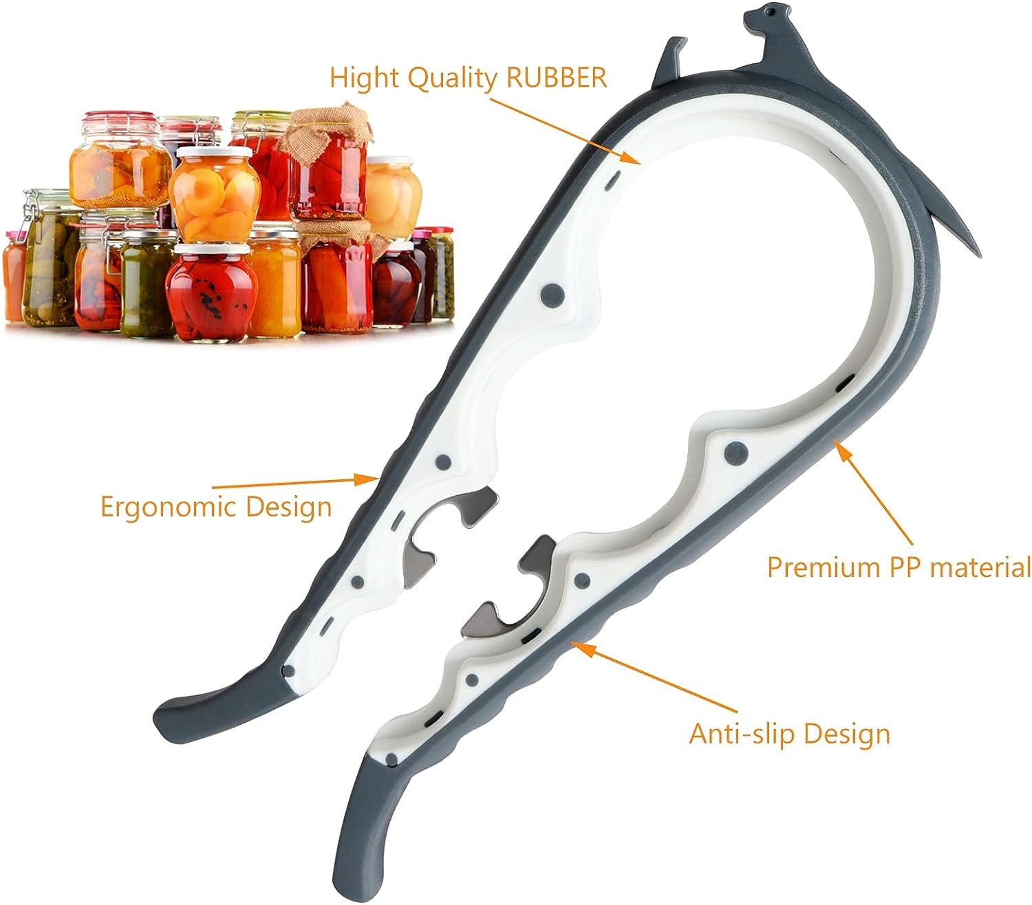 ar Opener Bottle Opener for Weak Hands, 5 in 1 Multi Function Can Opener Bottle Opener Kit with Silicone Handle Easy to Use for Children, Elderly and Arthritis Sufferers, Mutil Jar Opener Get Lids Off Easily