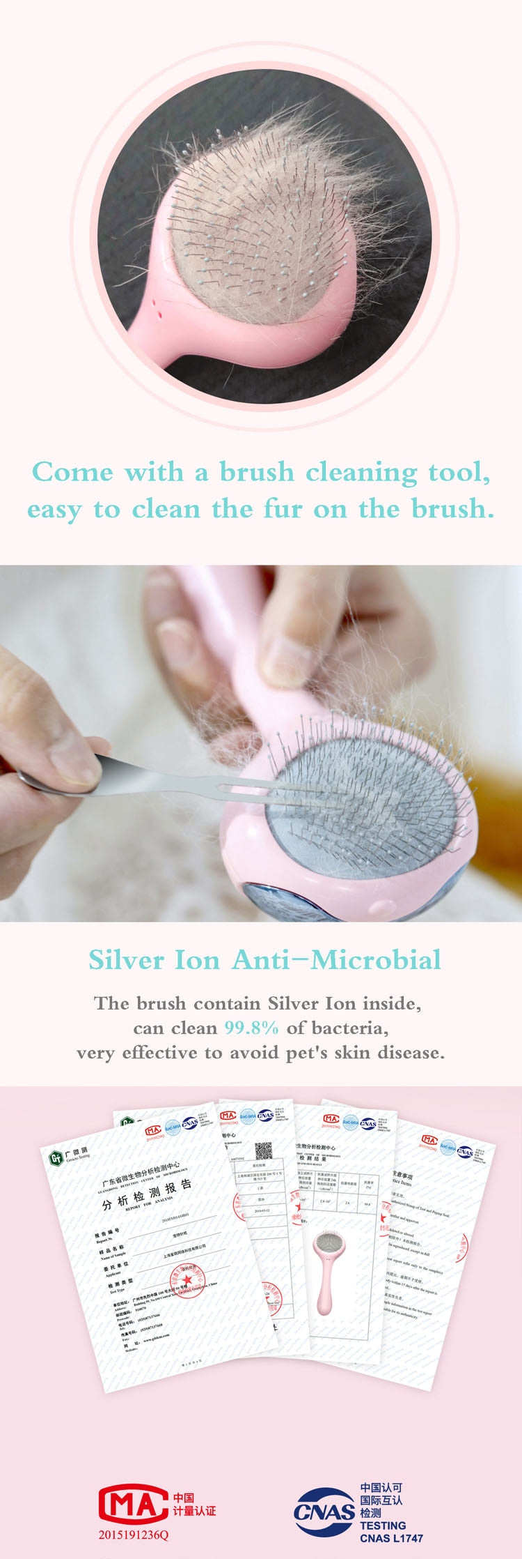 Cats Grooming Tool Stainless Steel Shedding Brush Pet Hair Remover