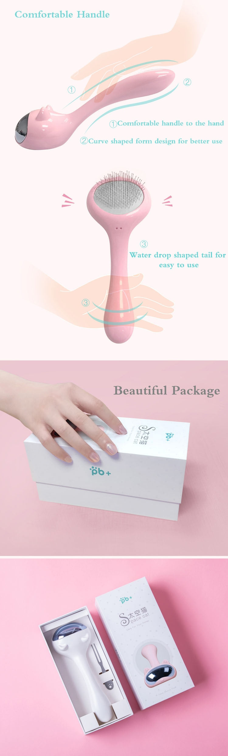 Cats Grooming Tool Stainless Steel Shedding Brush Pet Hair Remover