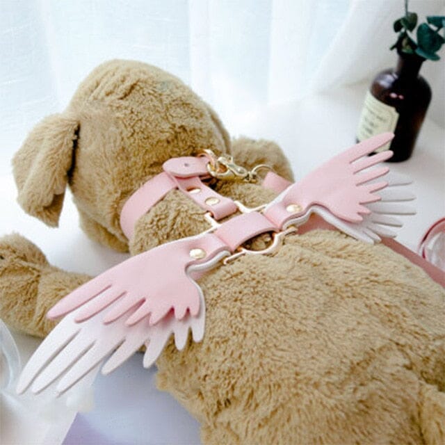 Teddy Bears Angel Network Red traction rope skin pink strap Marges Cat item ring external use pet collar wings cat leash harness 4ever Pet Lover D M