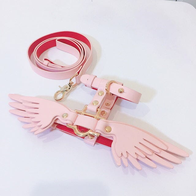 Teddy Bears Angel Network Red traction rope skin pink strap Marges Cat item ring external use pet collar wings cat leash harness 4ever Pet Lover C S