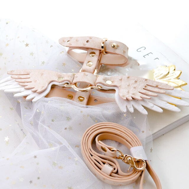 Teddy Bears Angel Network Red traction rope skin pink strap Marges Cat item ring external use pet collar wings cat leash harness 4ever Pet Lover B M