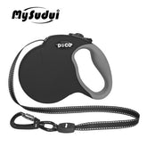 DOCO® All Day Adventure Retractable Dog Leash - Reflective Tape, Anti-Slip, Tangle-Free Secure Control -Dogs up to 22lbs (Small, Black)