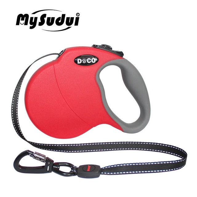 DOCO® All Day Adventure Retractable Dog Leash - Reflective Tape, Anti-Slip, Tangle-Free Secure Control -Dogs up to 22lbs (Small, Black)