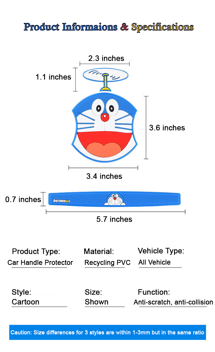 Car Door Handle Protector Anti-Collision Sticker Universal Car Door Handle Sticker, Car Anti Scratch Door Handle Sticker PVC Material Cartoon Style 【Door wrist + car handle + door side + rearview mirror】(Total 14 Pcs)