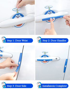 Car Door Handle Protector Anti-Collision Sticker Universal Car Door Handle Sticker, Car Anti Scratch Door Handle Sticker PVC Material Cartoon Style 【Door wrist + car handle + door side + rearview mirror】(Total 14 Pcs)