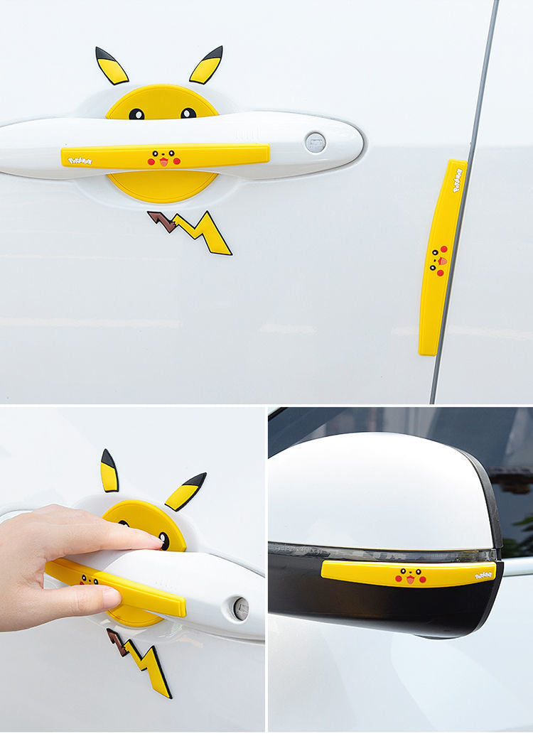 Car Door Handle Protector Anti-Collision Sticker Universal Car Door Handle Sticker, Car Anti Scratch Door Handle Sticker PVC Material Cartoon Style 【Door wrist + car handle + door side + rearview mirror】(Total 14 Pcs)