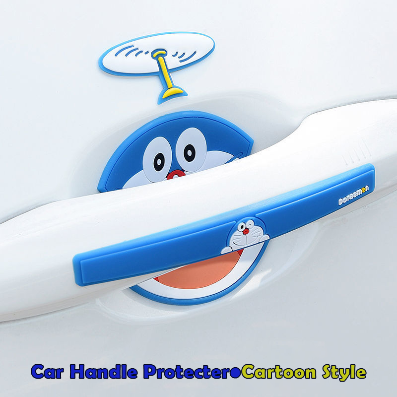 Car Door Handle Protector Anti-Collision Sticker Universal Car Door Handle Sticker, Car Anti Scratch Door Handle Sticker PVC Material Cartoon Style 【Door wrist + car handle + door side + rearview mirror】(Total 14 Pcs)