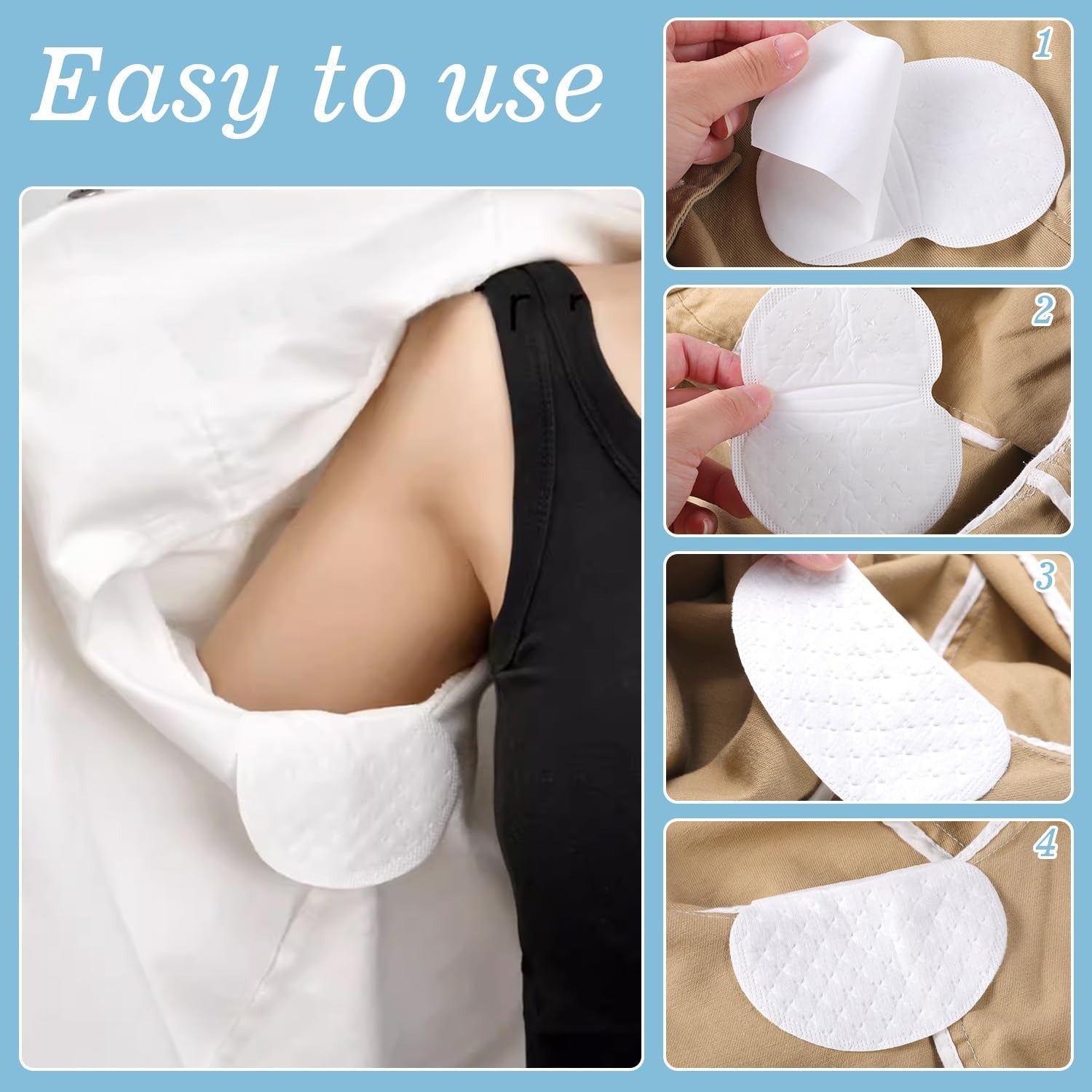 EXTRA LARGE Underarm Sweat Pads, Armpit Sweat Pads for Women and Men 【100 Packs】,Premium Sweat Shield Fight Hyperhidrosis,Disposable Underarm Pads for Sweating Women,Comfortable Unflavored, Non Visible 【Black & White】