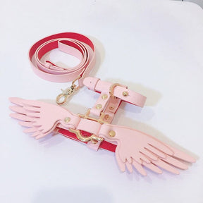 Teddy Bears Angel Network Red traction rope skin pink strap Marges Cat item ring external use pet collar wings cat leash harness 4ever Pet Lover C S 